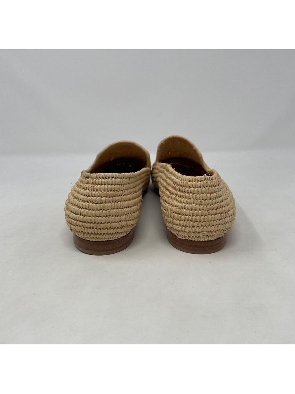 Carrie Forbes Womens Atlas Beige Leather Lined Slip-On Raffia Loafers - NWT - Picture 7 of 11